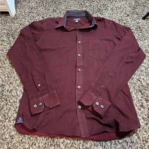 Van Heusen Men’s Long Sleeve Button-Up Shirt Burgundy Small 14-14.5